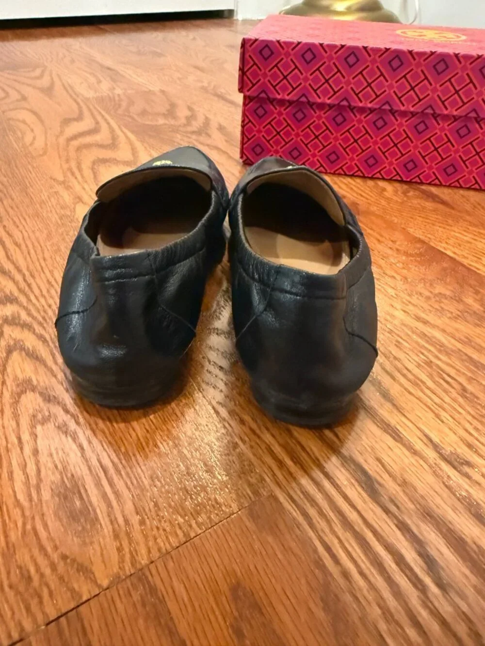 Tory Burch Ballet Loafers Black Leather Size 6